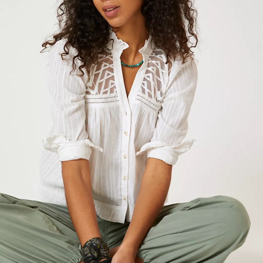 Pilcro Victorian V- Neck Blouse